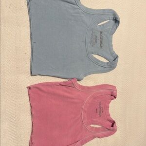 Hanes Blue and Pink Cotton Tank Tops Casual Wear